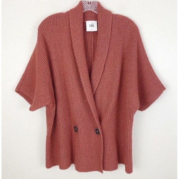 Cabi Oversized Double Breasted Knit Sweater Cardigan Jacket Dolman Pink Sz S - Picture 1 of 8
